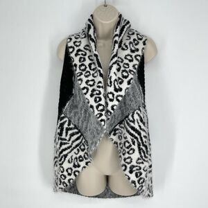 Spense NWT Women's Open Front Leopard Print Sweater SZ Petite XL Ivory Black